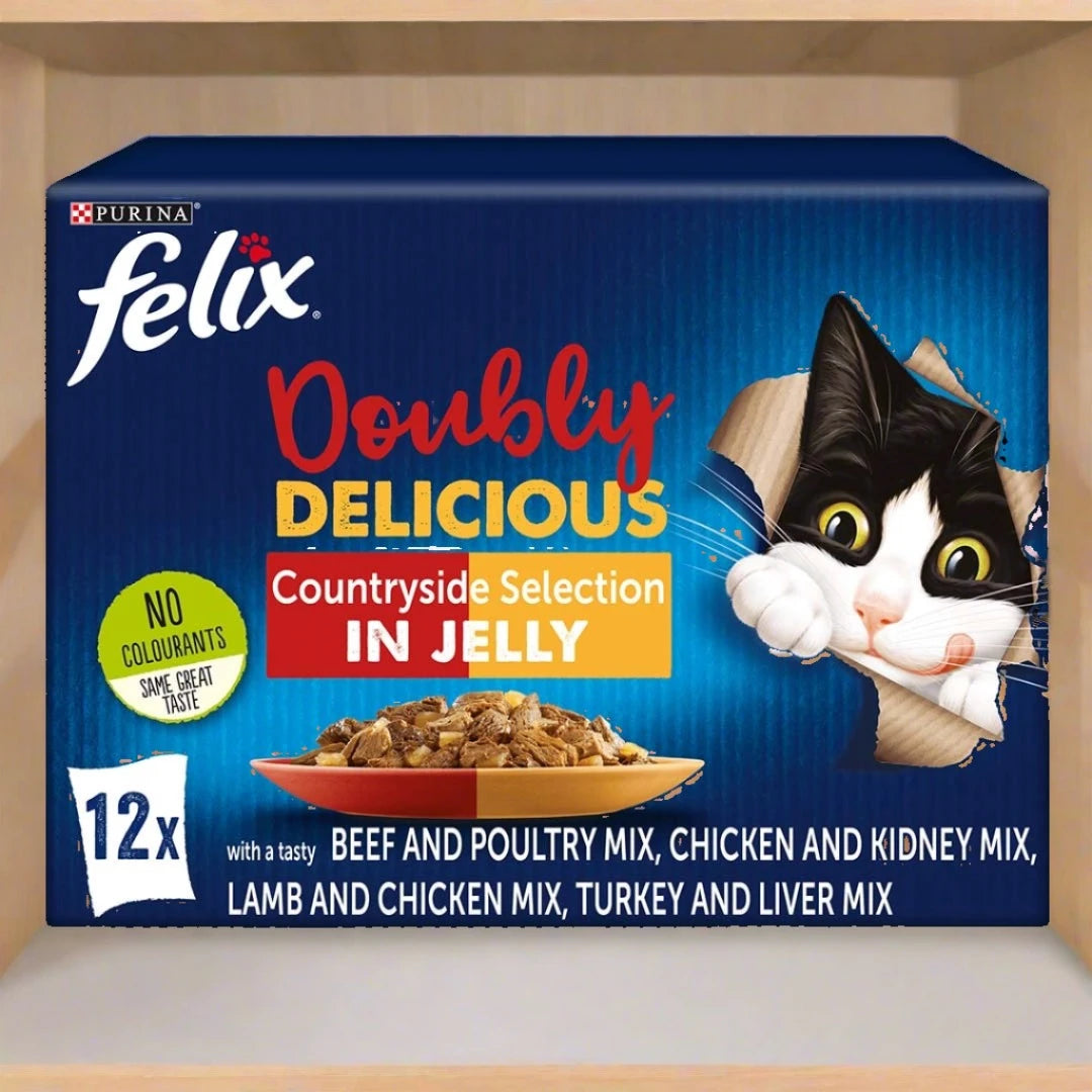 Felix cat deals food in jelly