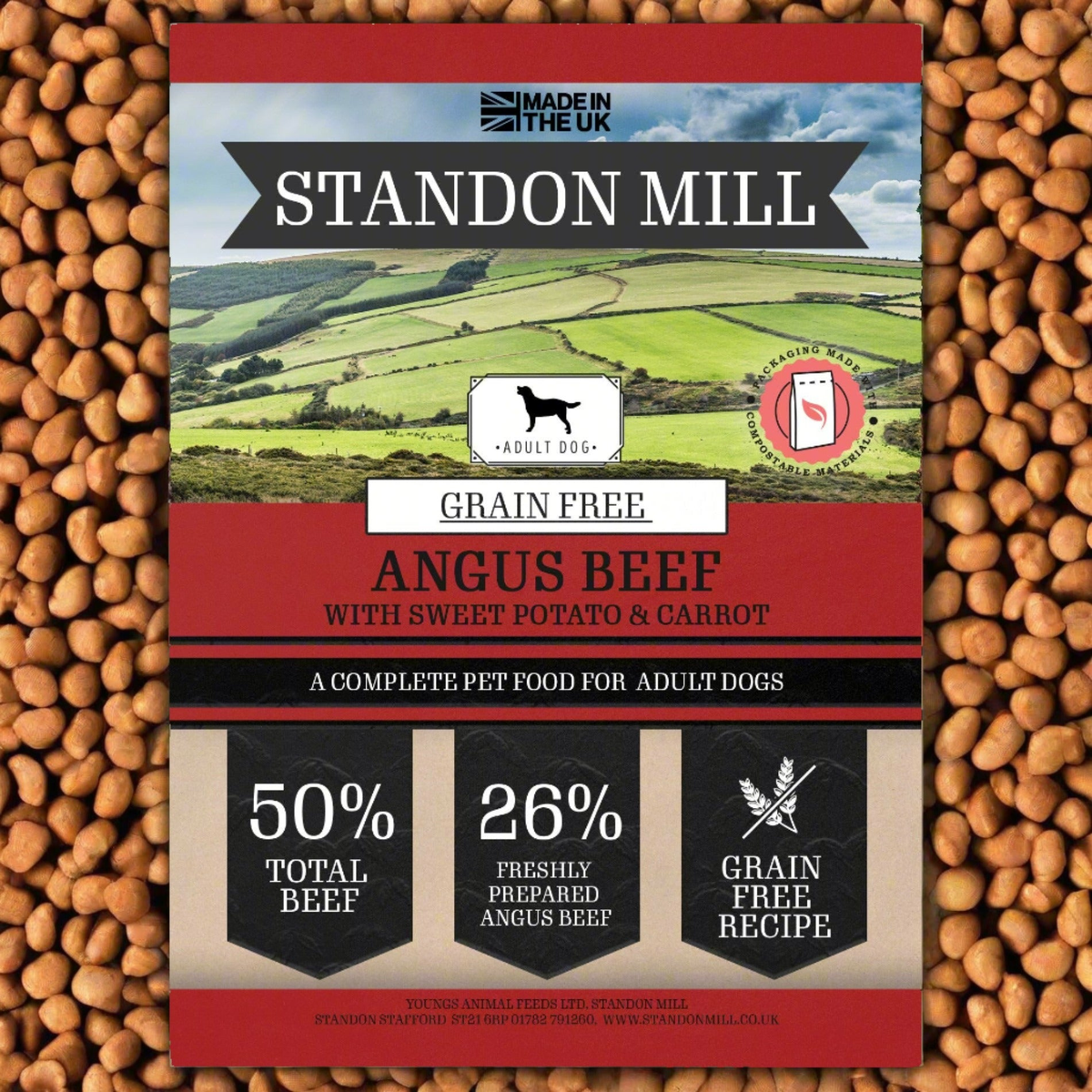 Standon Mill Working Adult Dog GF Angus Beef, Sweet Pot & Carrot 13.5 kg