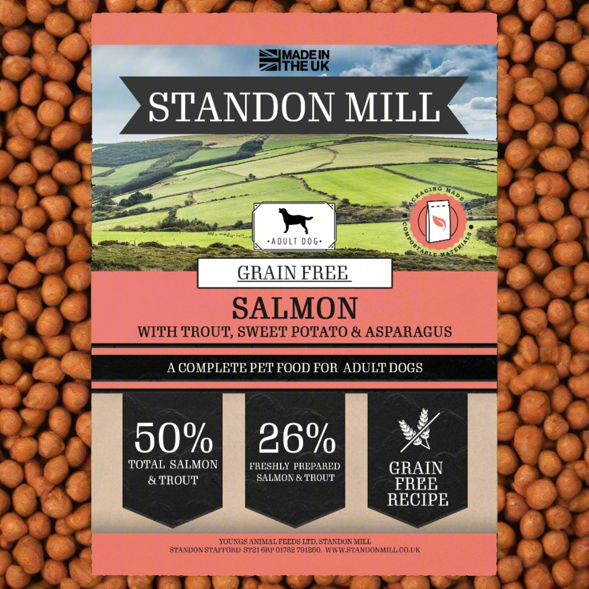 Standon Mill Working Adult Dog GF Salm,Trout, Sweet Pot & Asp 13.5 kg