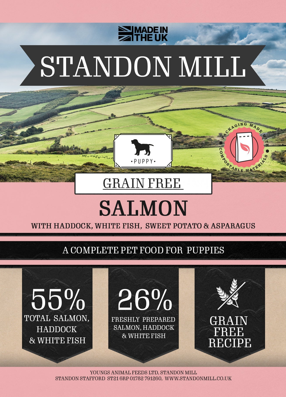 Standon Mill Working Puppy GF Salm, Haddock, White Fish, Sweet Pot & Asp 13.5 kg