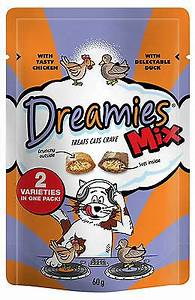 Dreamies Mix Cat Treats with Tasty Chicken & Delectable Duck, 60g